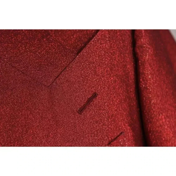 Edward Sexton Bespoke Custom Made for Adam Lambert Red Glitter 3-Piece Suit 42L - Picture 7 of 13